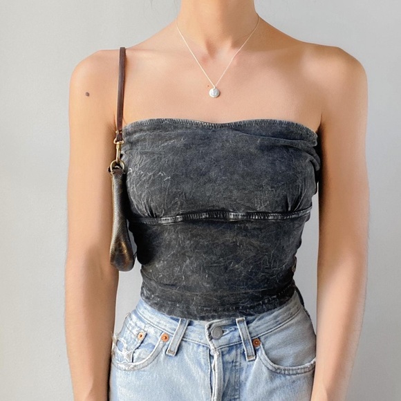 Free People Tops - Free People Black Mineral-Wash Tube Top
